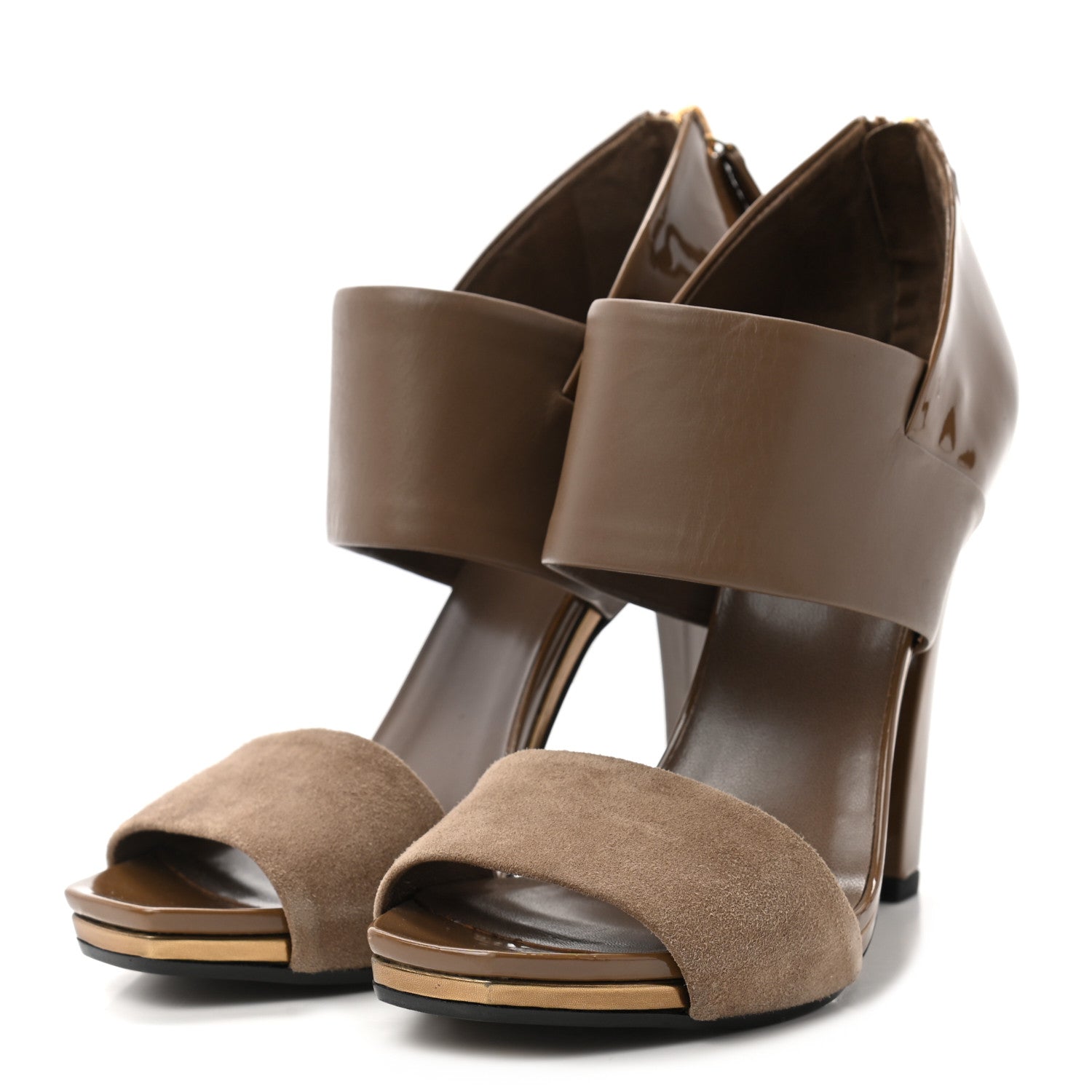 Gucci Patent Kid Scamosciato Babylon Ankle Strap Sandal Pumps 36 Marron Glace 3 of 8