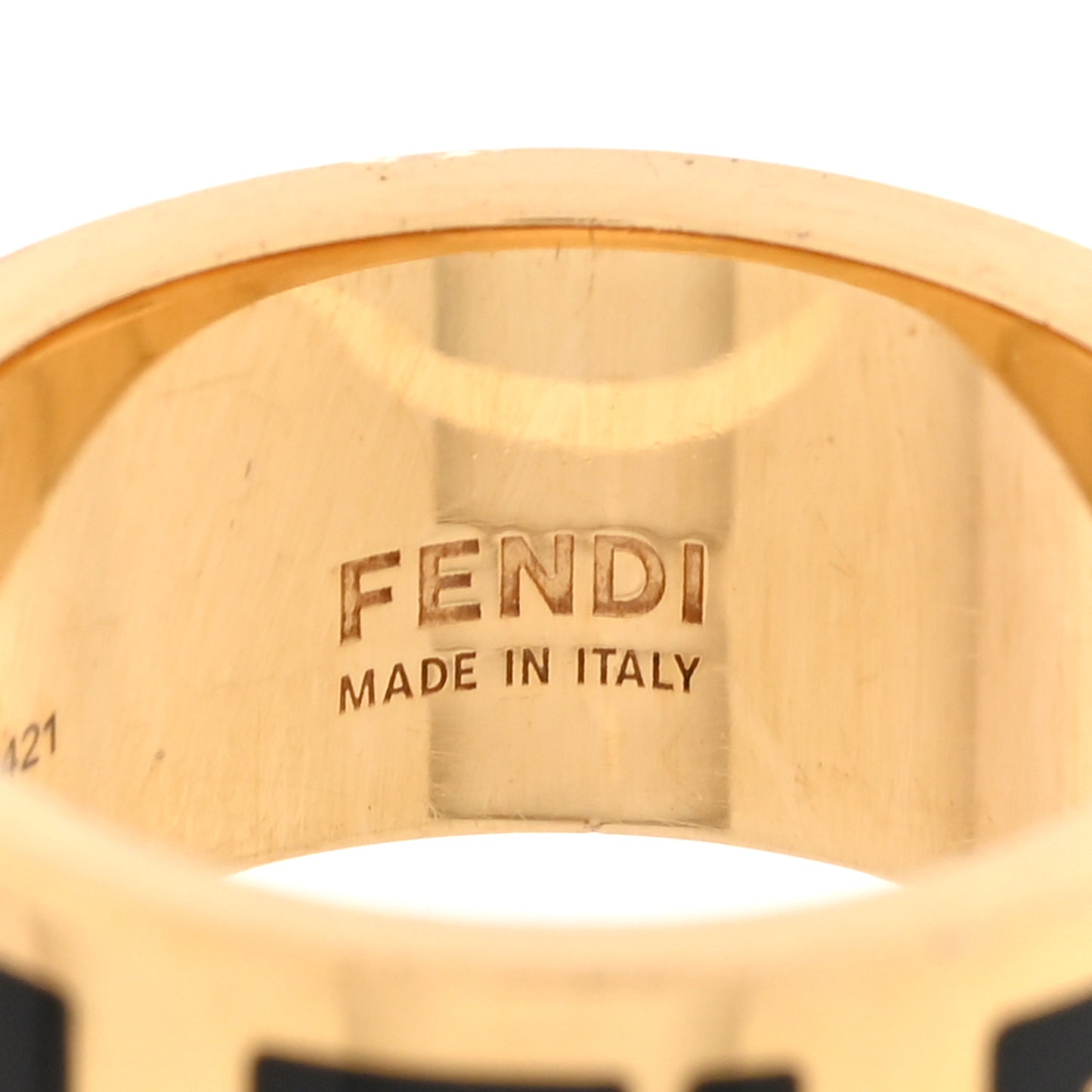 Metal Enamel Forever Fendi Ring L 58 8.25 Gold Black
