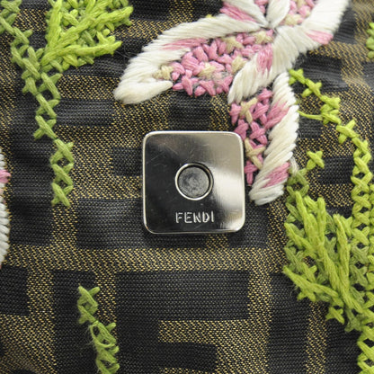 Fendi Zucca Floral Embroidered Baguette Tobacco 10 of 10