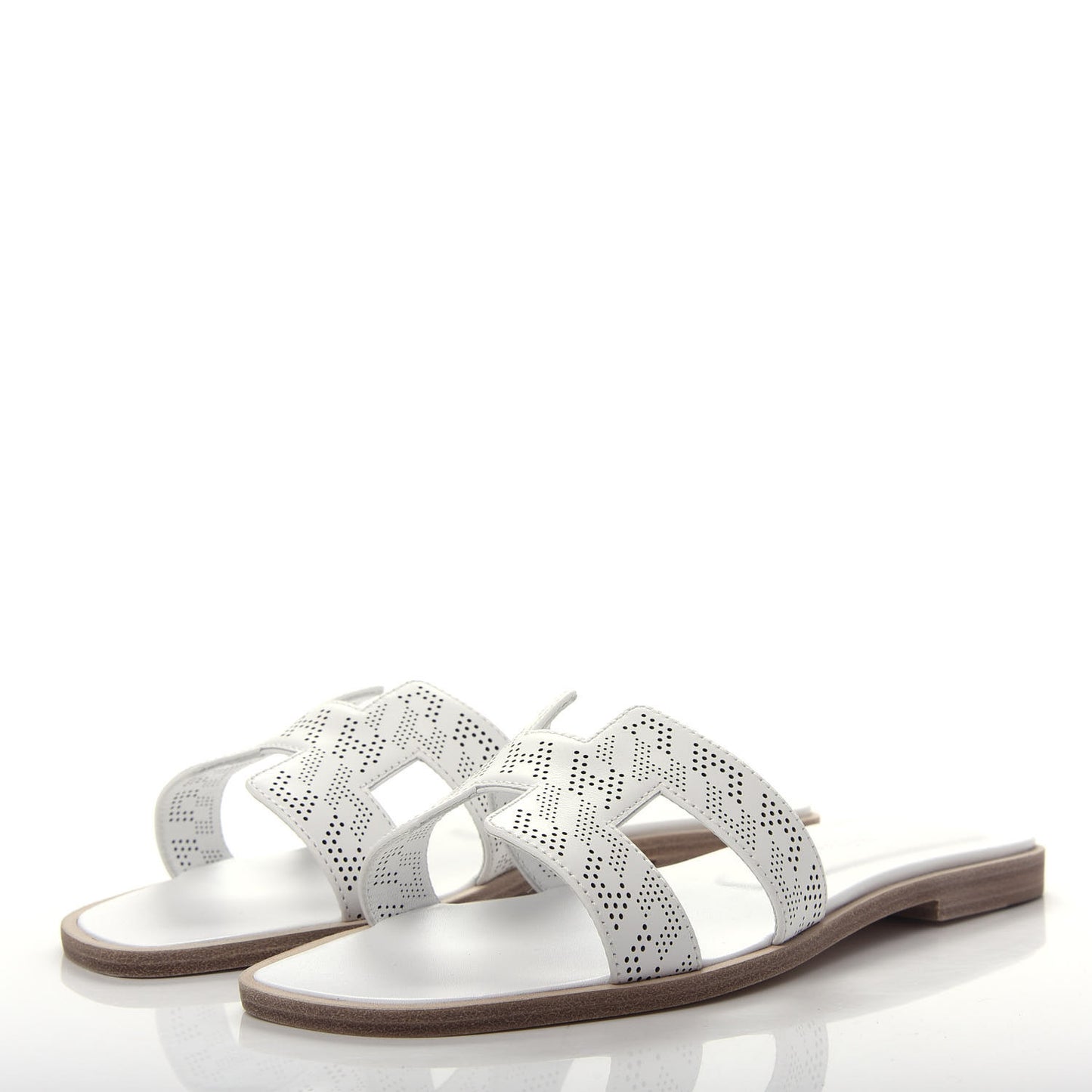 Calfskin Perforated Oran Sandals 36 White
