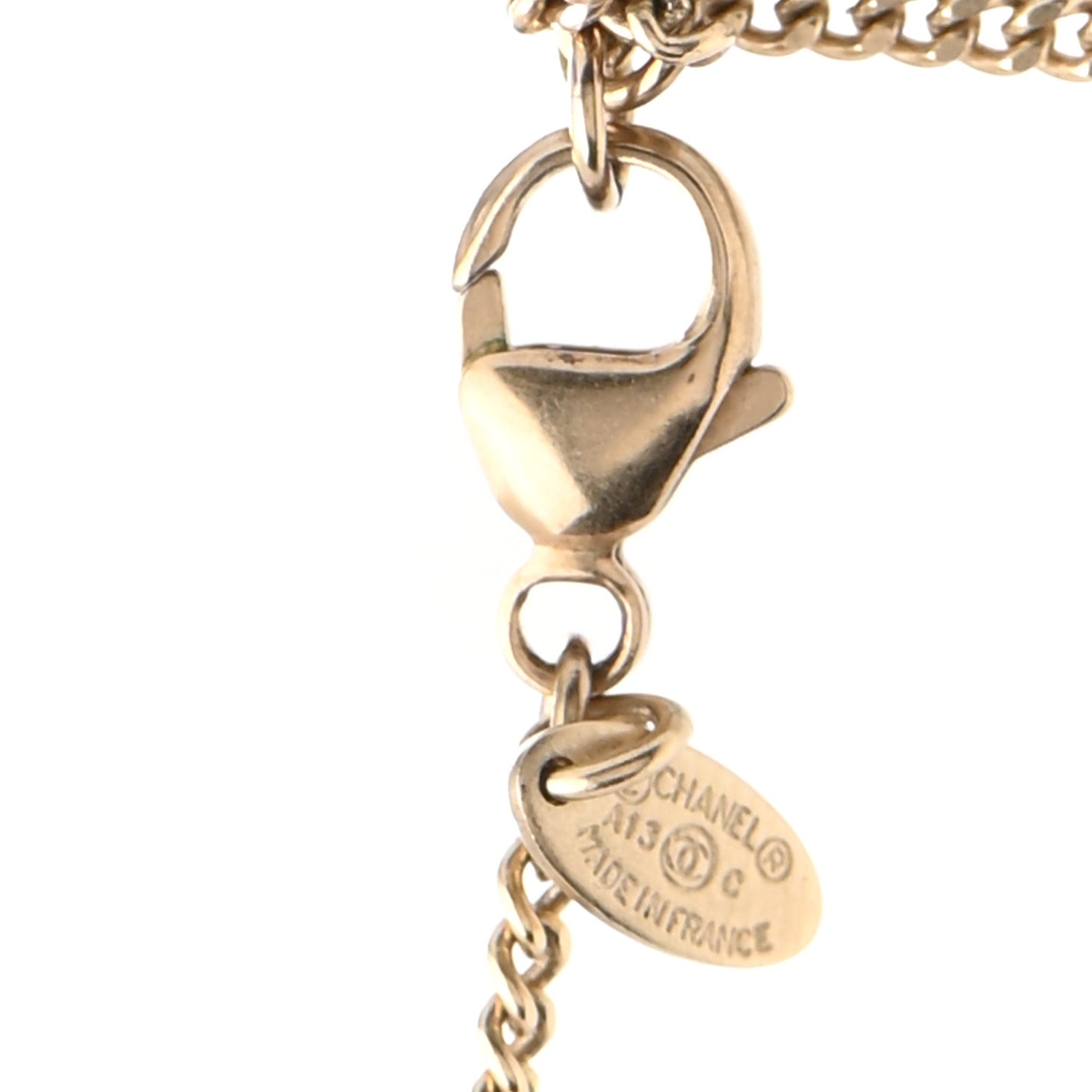Enamel Striped CC Necklace Gold Ivory Pink