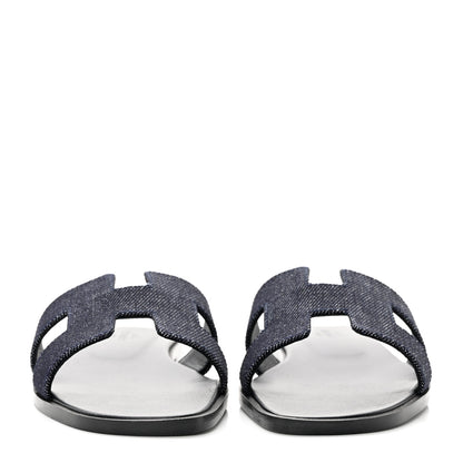 Hermes Denim Canvas Oran Sandals 36 Bleu Brut 2 of 8
