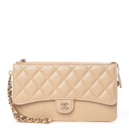Chanel Iridescent Caviar Quilted Classic Pouch With Handle Beige 1 of 9