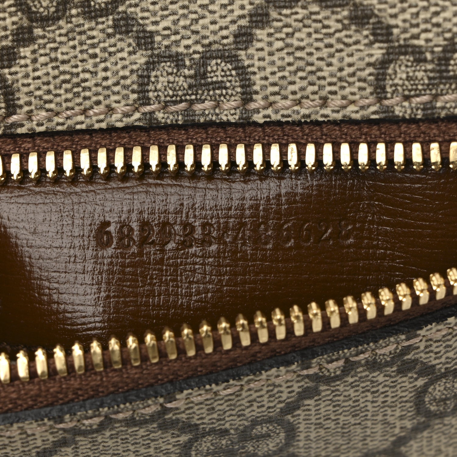 Gucci GG Supreme Monogram Textured Calfskin Retro Interlocking G Belt Bag Beige Ebony Brown Sugar 7 of 10