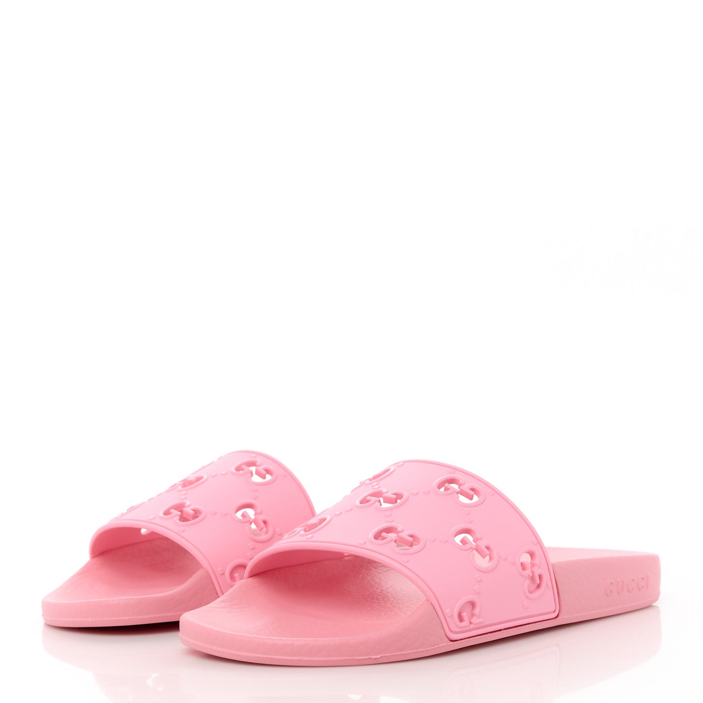 Rubber GG Monogram Perforated Womens Slide Sandals 38 Rose Box
