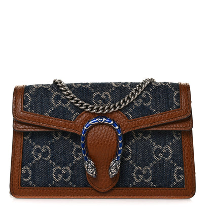 Gucci New Denim GG Monogram Dollar Calfskin Enamel Super Mini Dionysus Shoulder Bag Blue Tea Cuir Epilog Electric Blue 2 of 17