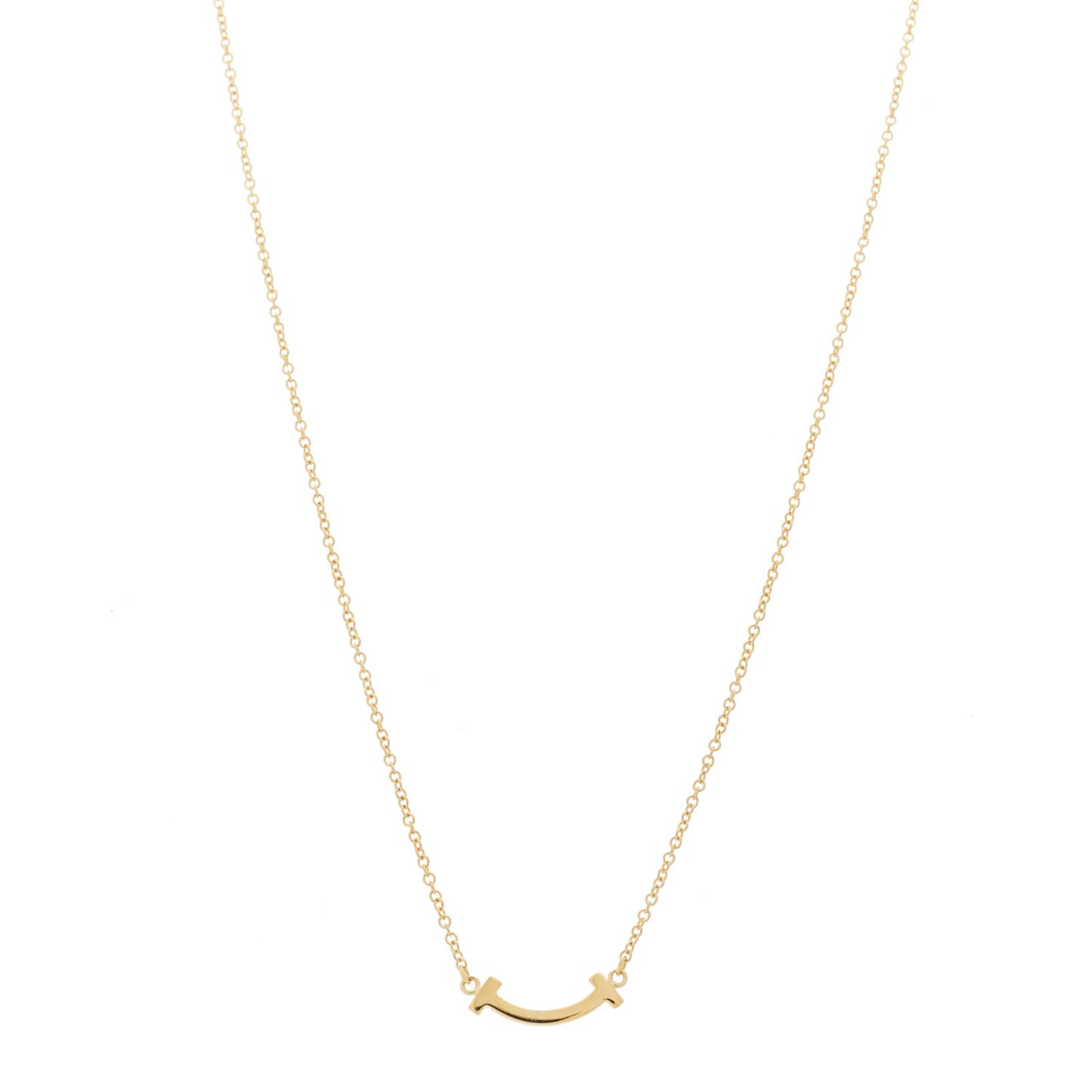18K Yellow Gold Mini T Smile Pendant Necklace