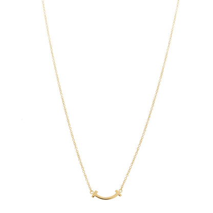 Tiffany 18K Yellow Gold Mini T Smile Pendant Necklace 1 of 5