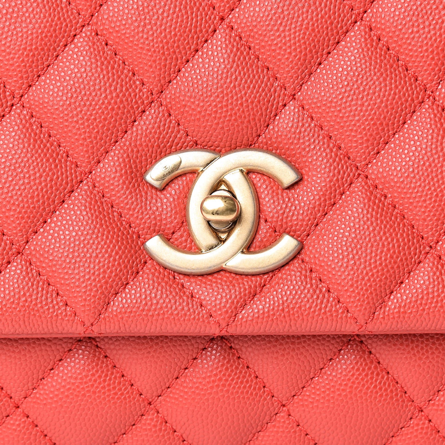 Caviar Quilted Small Coco Handle Flap Red