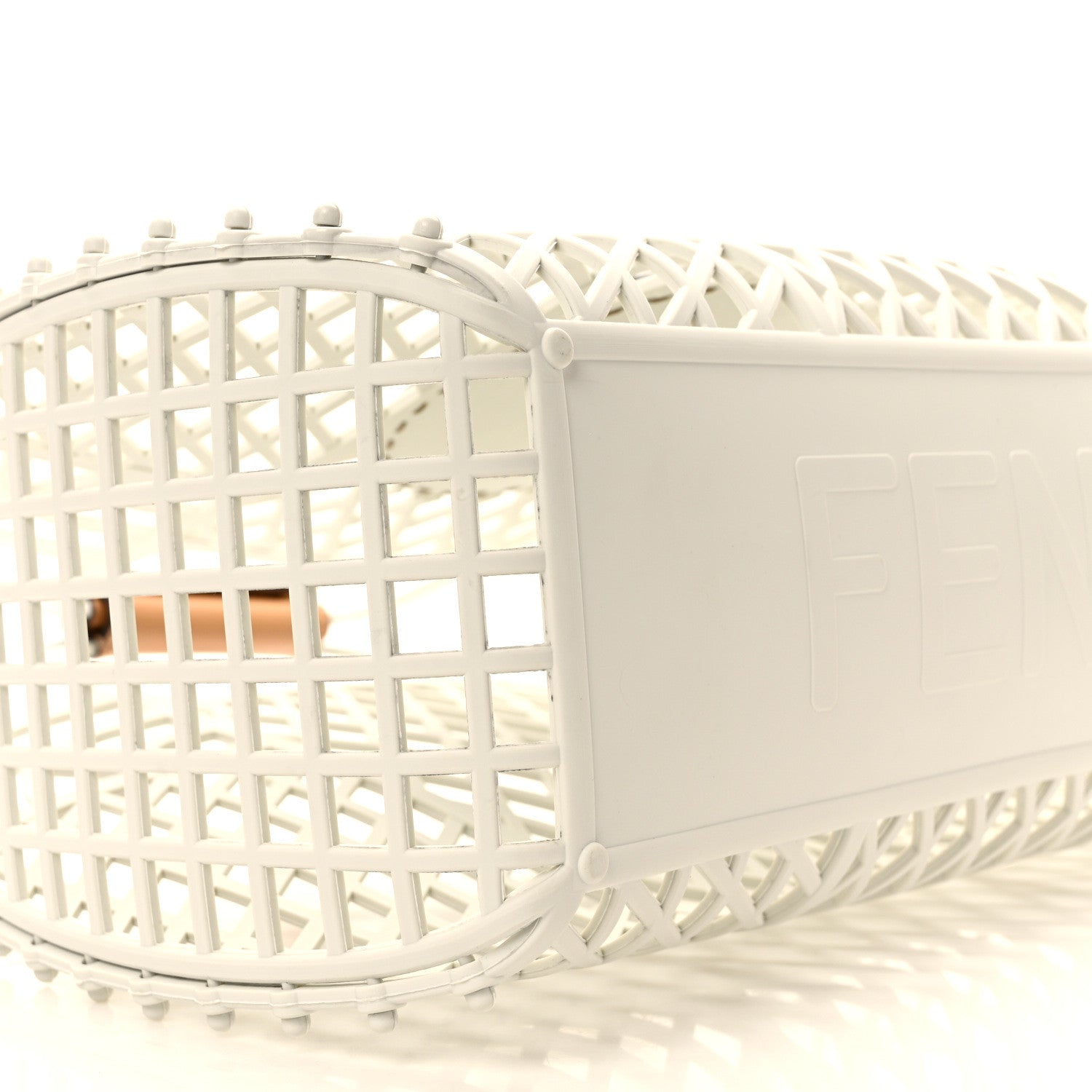 Fendi Recycled Plastic Vitello Liberty Matte Medium Fendi Basket White Ice Miele Scuro 5 of 10
