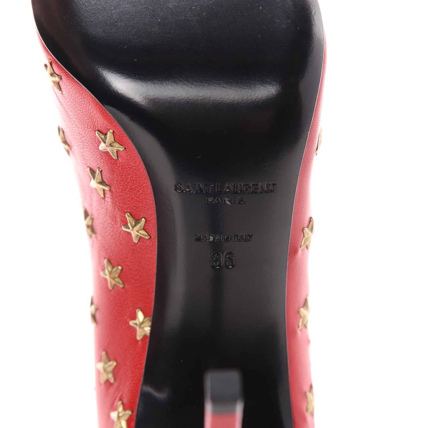 Saint Laurent Calfskin Star Studded Pumps 36 Red 6 of 8