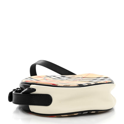 Burberry Vintage Check Calfskin Cartoon Print Round Bag Black White 4 of 10