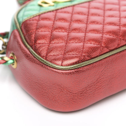 Gucci Laminated Nappa Trapuntata Mini Zumi Dome Shoulder Bag Rosso Jasmine Green Rame 7 of 9