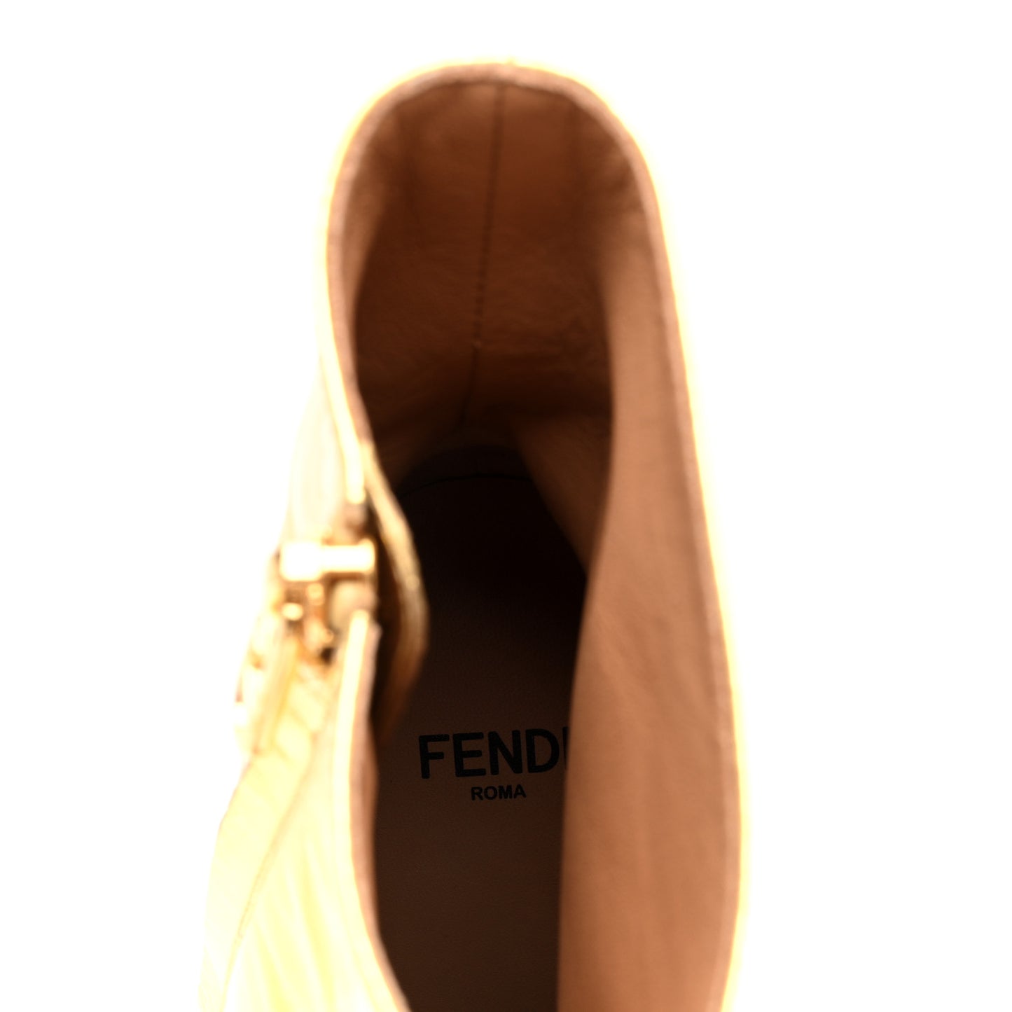 Laminated Craquele Nappa Fendi First 95mm Booties 38 Gold