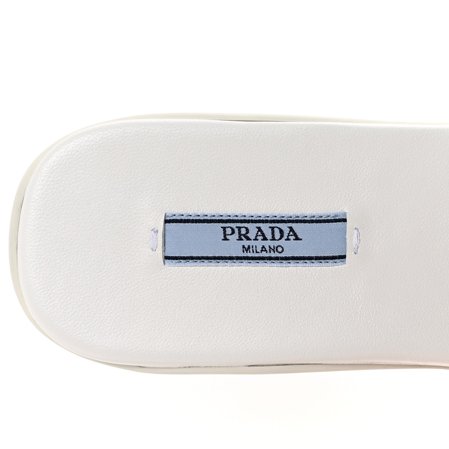 Prada Spazzolato Triangle Logo Slide Flat Sandals 39 White 8 of 10