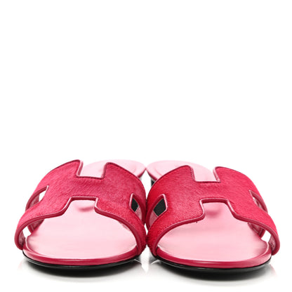Hermes Horse Hair Oasis Sandals 37 Rose Fuchsia 2 of 9