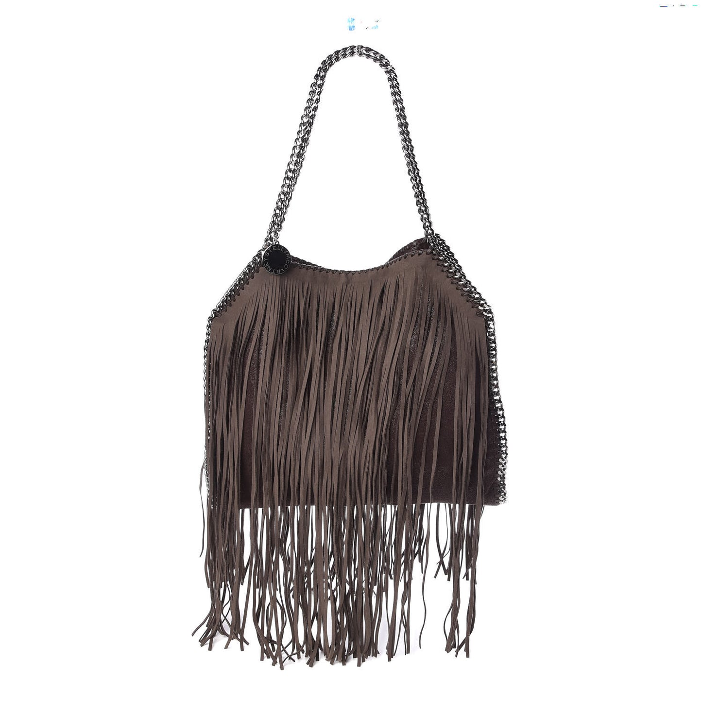 Eco Suede Fringe Falabella Tote Brown