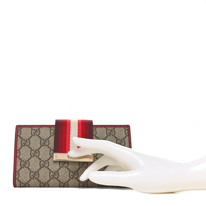 Gucci Monogram Calfskin Ladies Web Long Wallet Red 2 of 10
