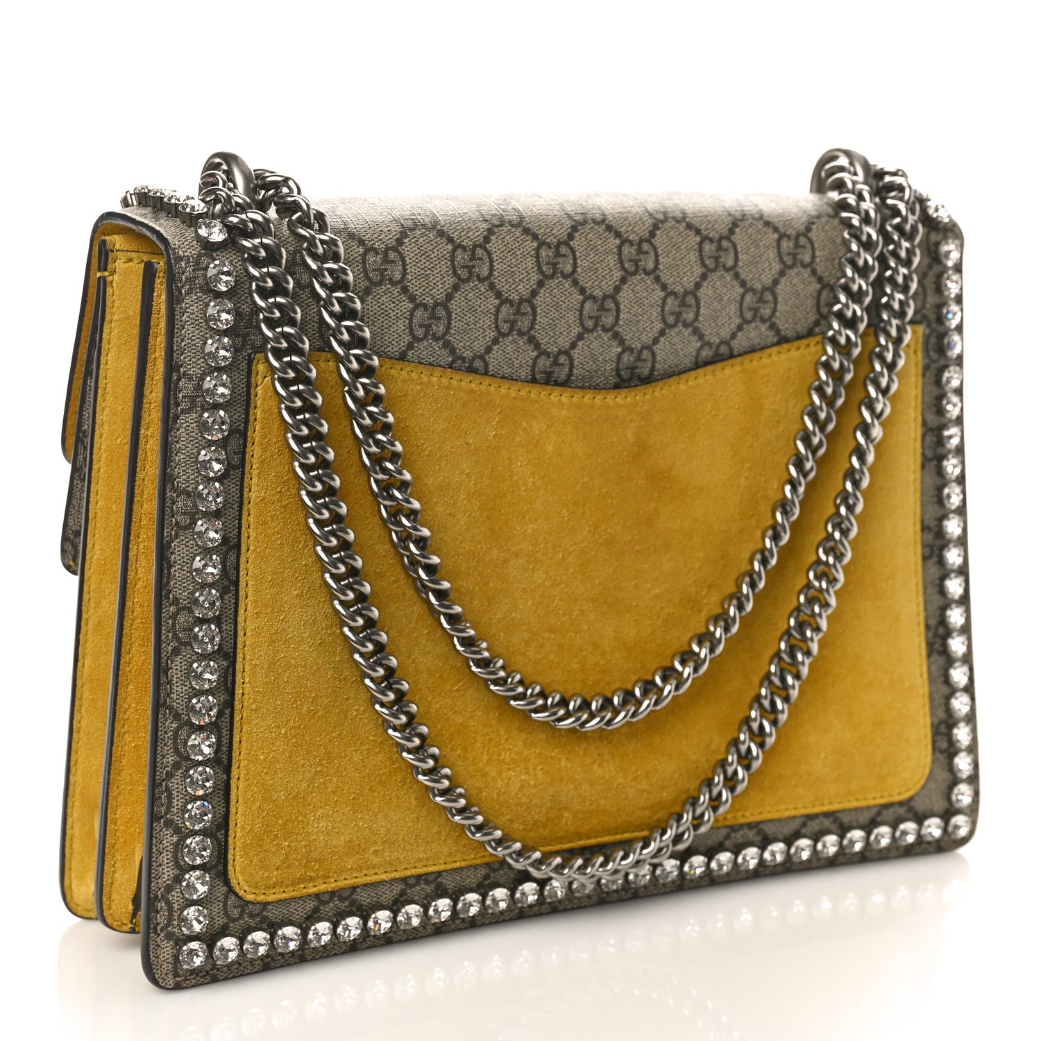 Gucci GG Supreme Monogram Crystal Bow Embroidered Medium Dionysus Shoulder Bag Yellow 3 of 15