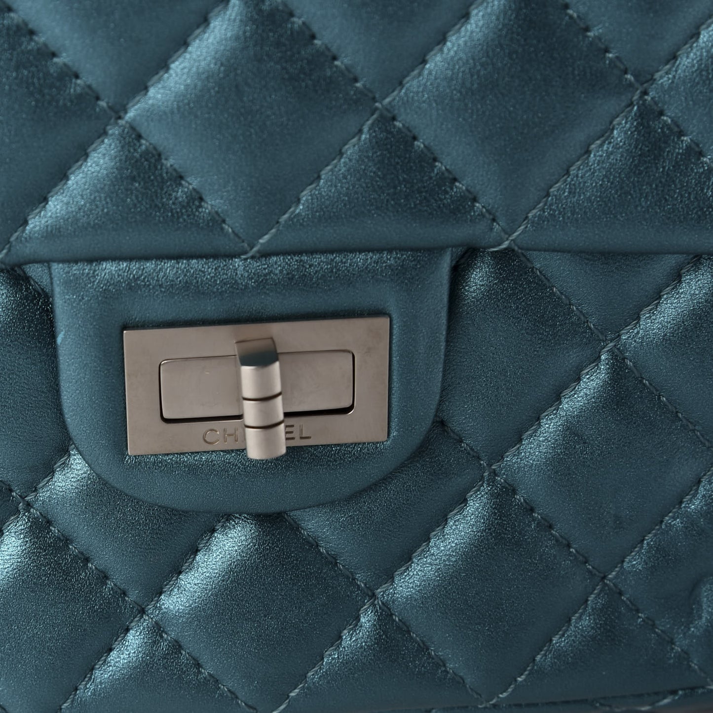 Metallic Calfskin Quilted Snake Chain 2.55 Reissue Flap Turquoise