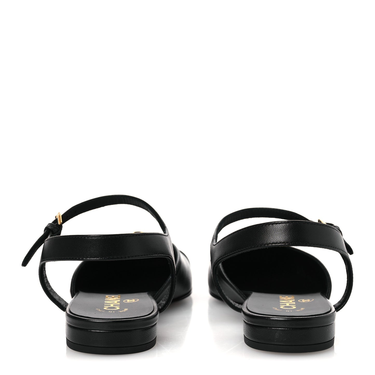 Lambskin Patent Cap Toe Crystal Enamel CC Mary Jane Slingback Flats 36 Black