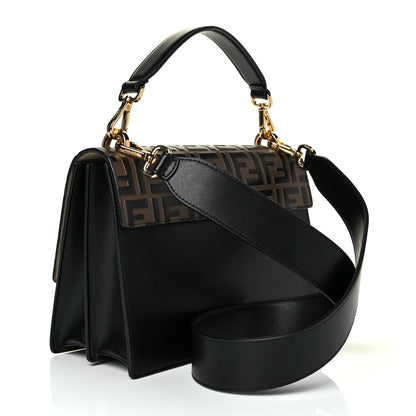 Fendi Vitello Liberty Bi-Color FF 1974 Embossed Kan U Shoulder Bag Black Maya 3 of 10