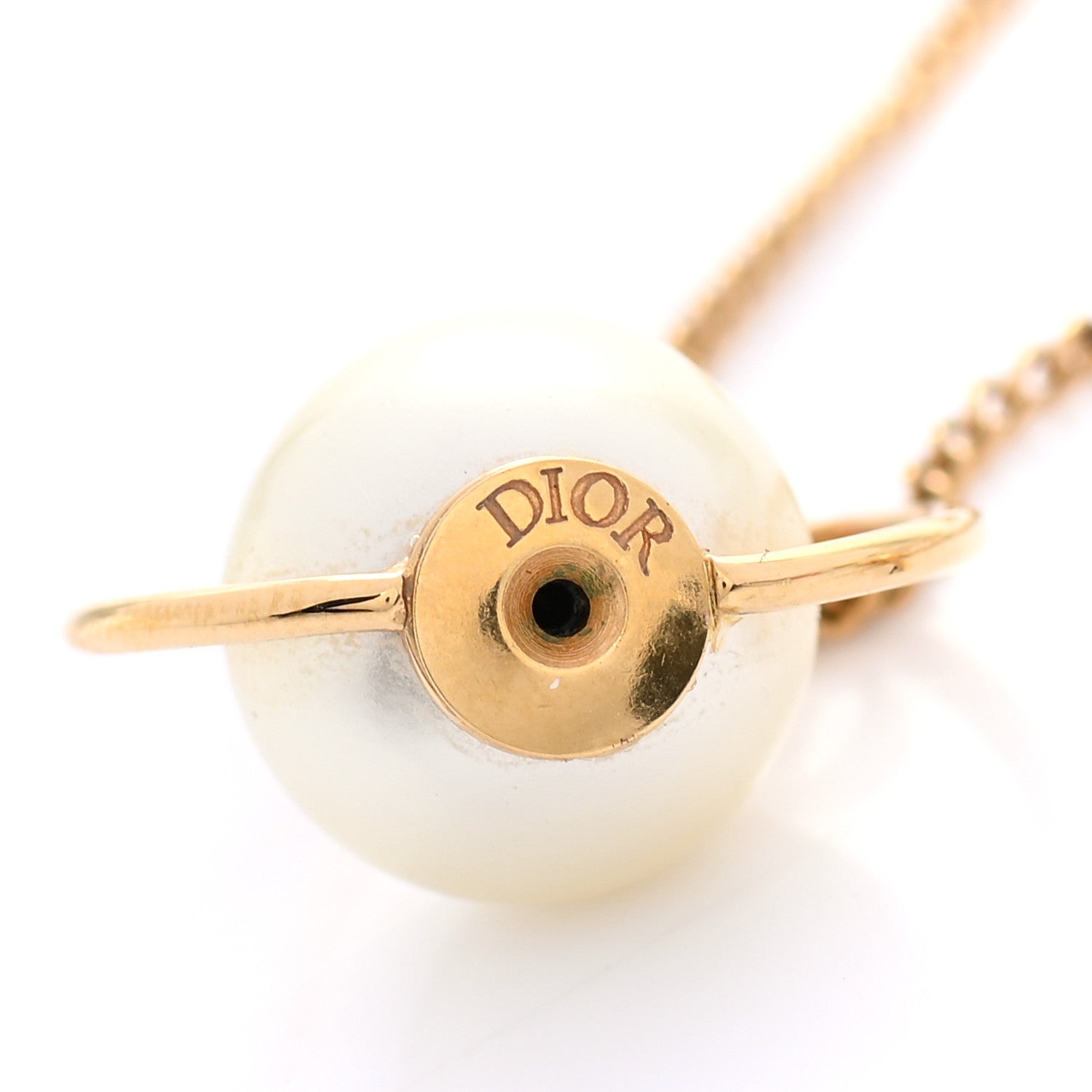 Christian Dior Pearl Tribales Dangle Chain Earrings Gold 4 of 5