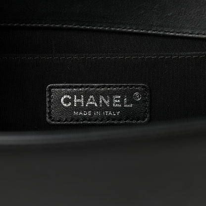 Chanel Calfskin Pleated Medium Boy In Rome Flap Black White 6 of 11