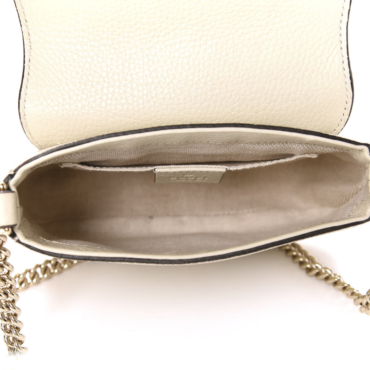 Pebbled Calfskin Small Soho Flap Crossbody Off White