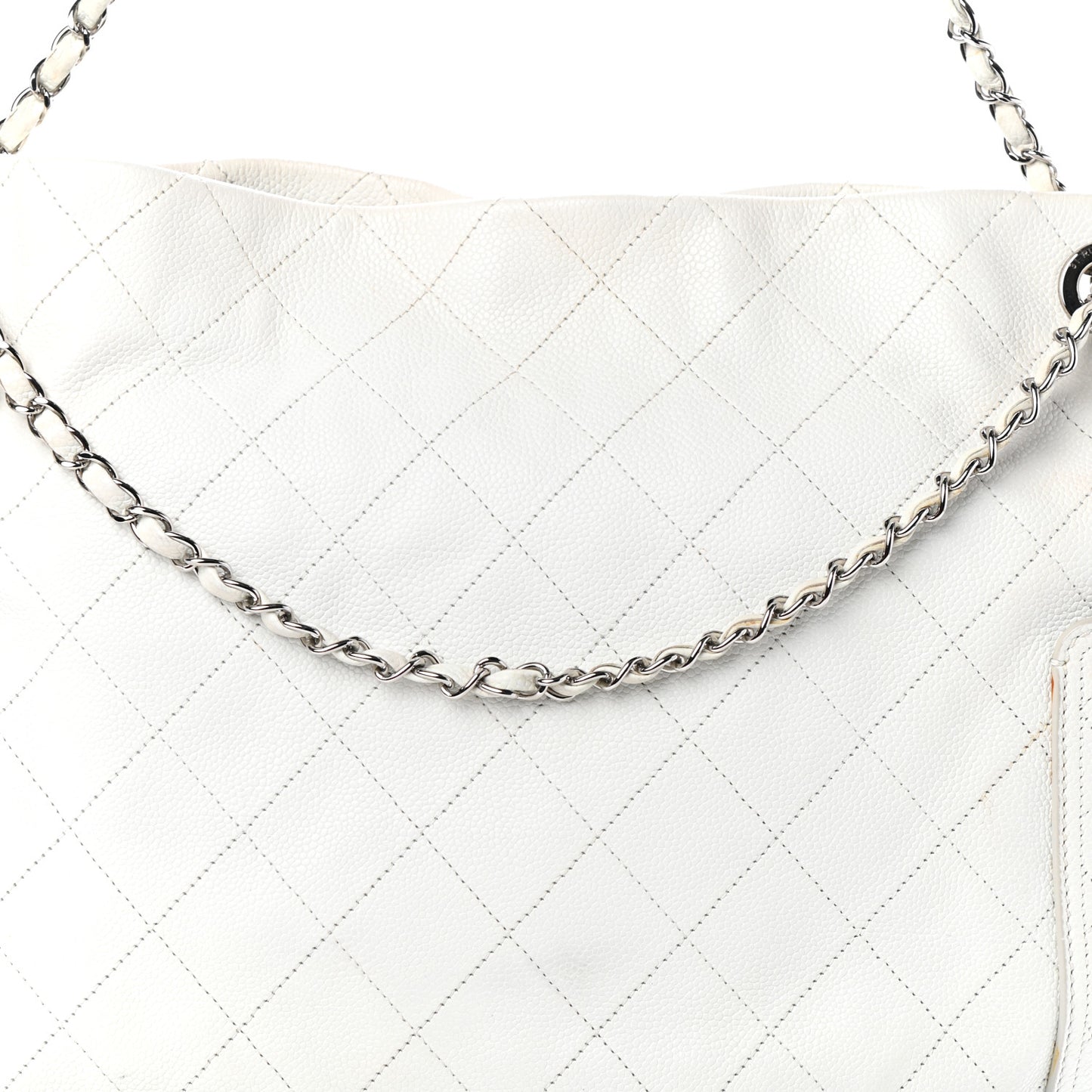 Caviar Stitched CC Pocket Tote White