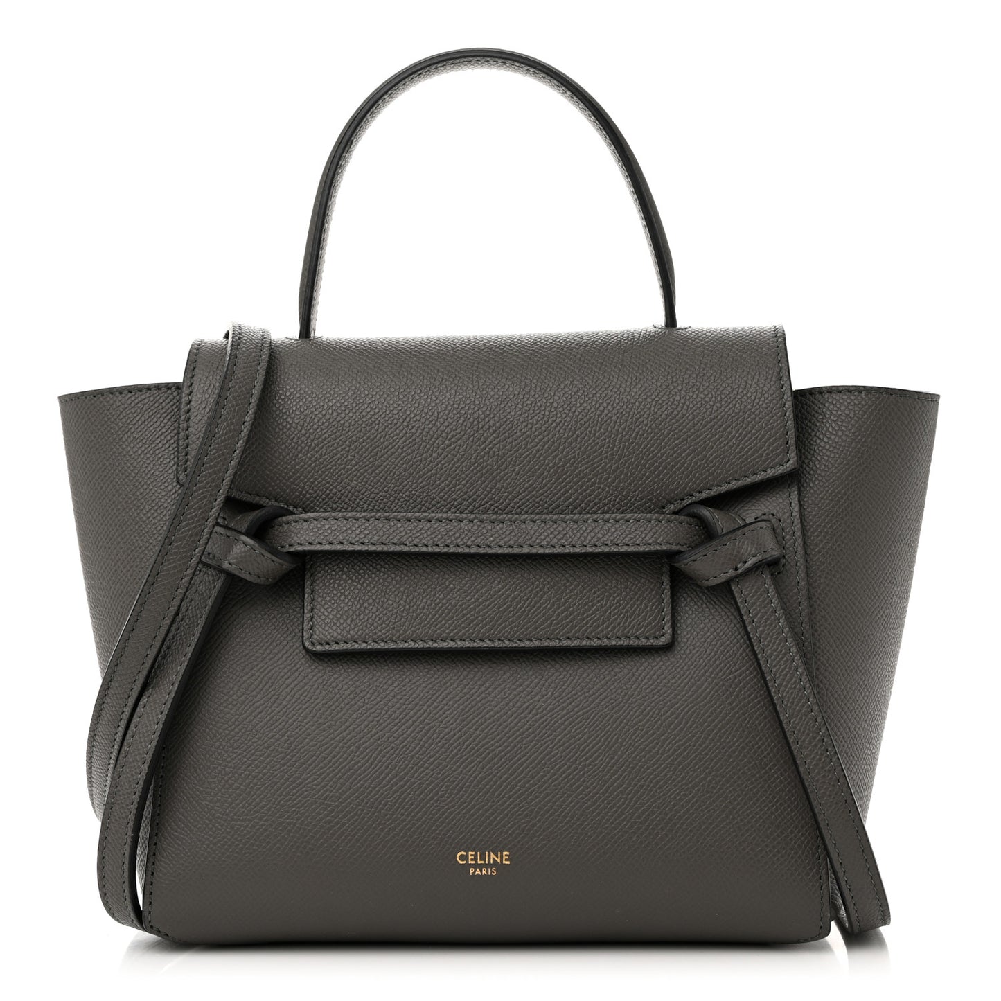 Grained Calfskin Nano Belt Bag Grey