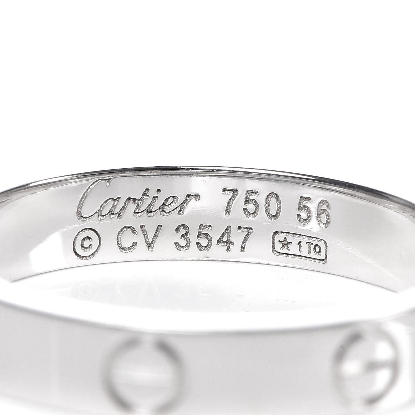 18K White Gold 3.5mm LOVE Wedding Band Ring 56 7.5