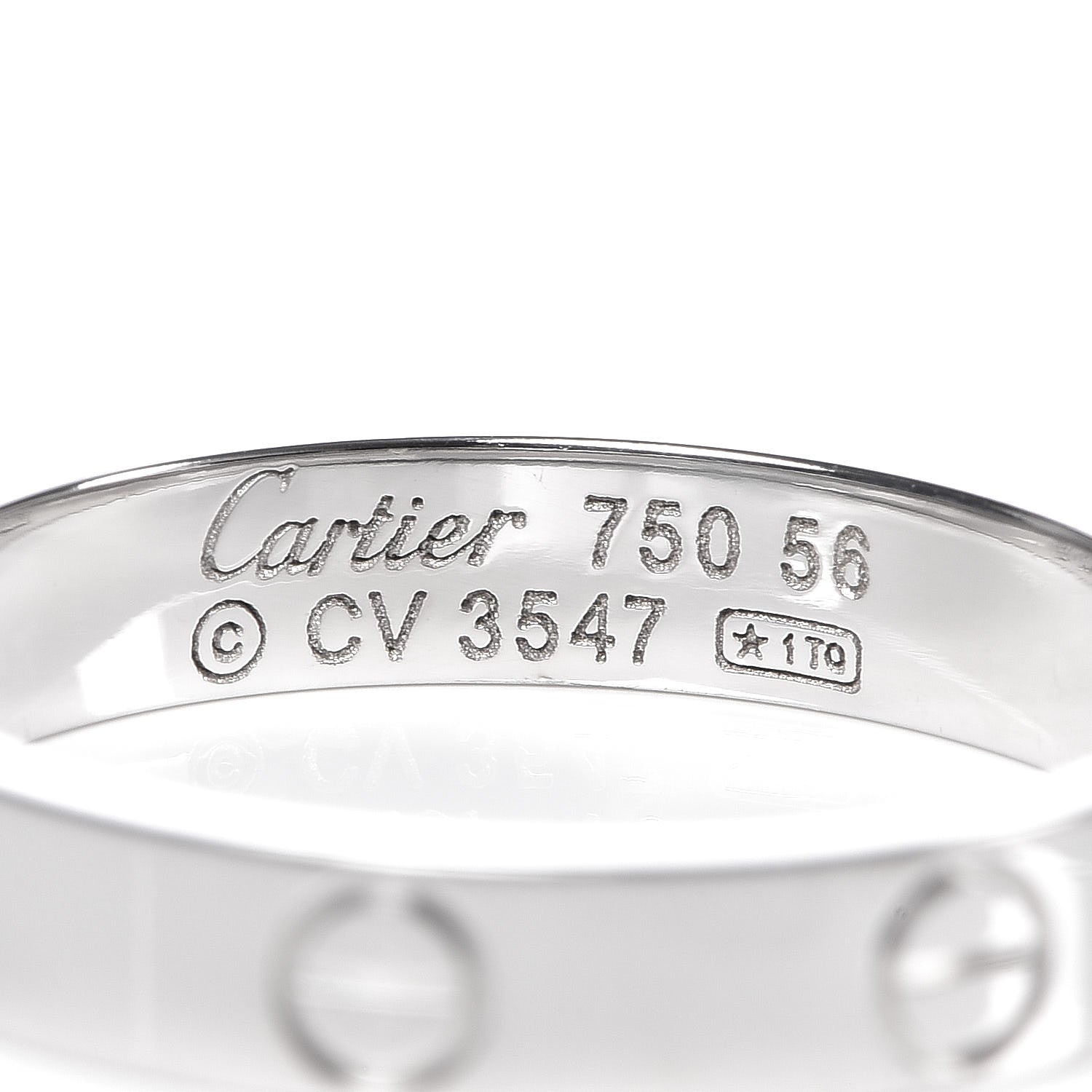 Cartier 18K White Gold 3.5mm LOVE Wedding Band Ring 56 7.5 4 of 4