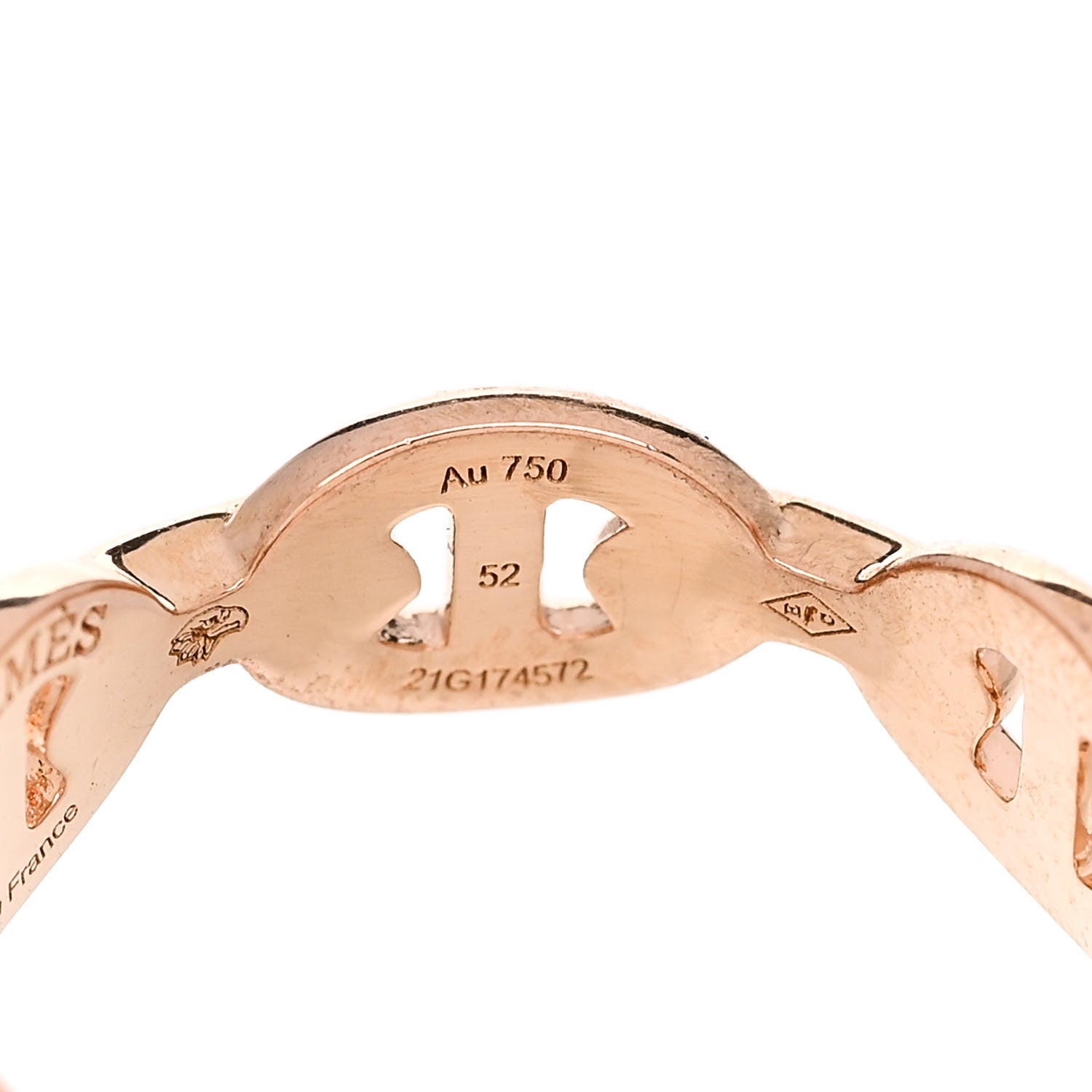 Hermes 18K Rose Gold PM Chaine d'Ancre Enchainee Ring 52 6 5 of 6