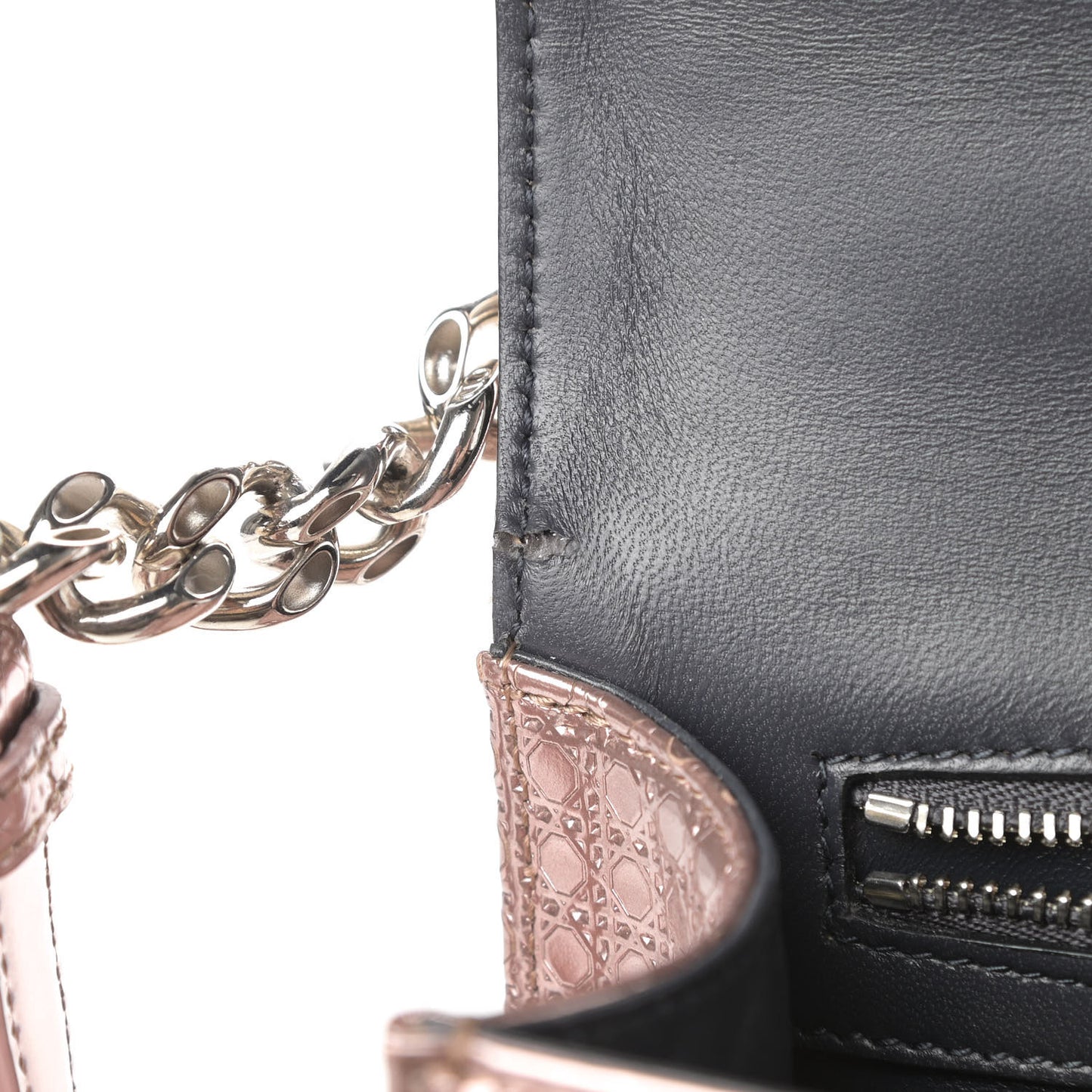 Metallic Patent Micro-Cannage Medium Diorama Flap Bag Pink