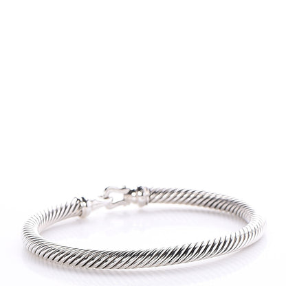 David Yurman Sterling Silver Diamond 5mm Cable Buckle Bracelet 3 of 5