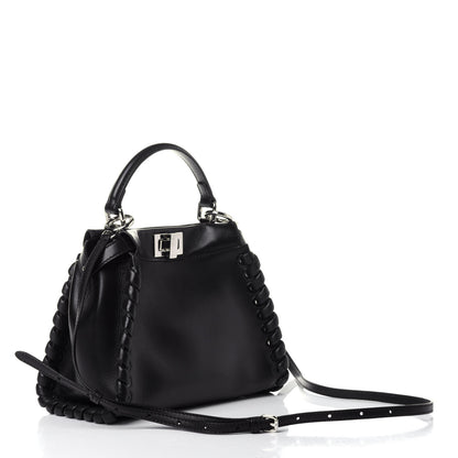 Fendi Nappa Lace Up Mini Peekaboo Iconic Satchel Black 2 of 9