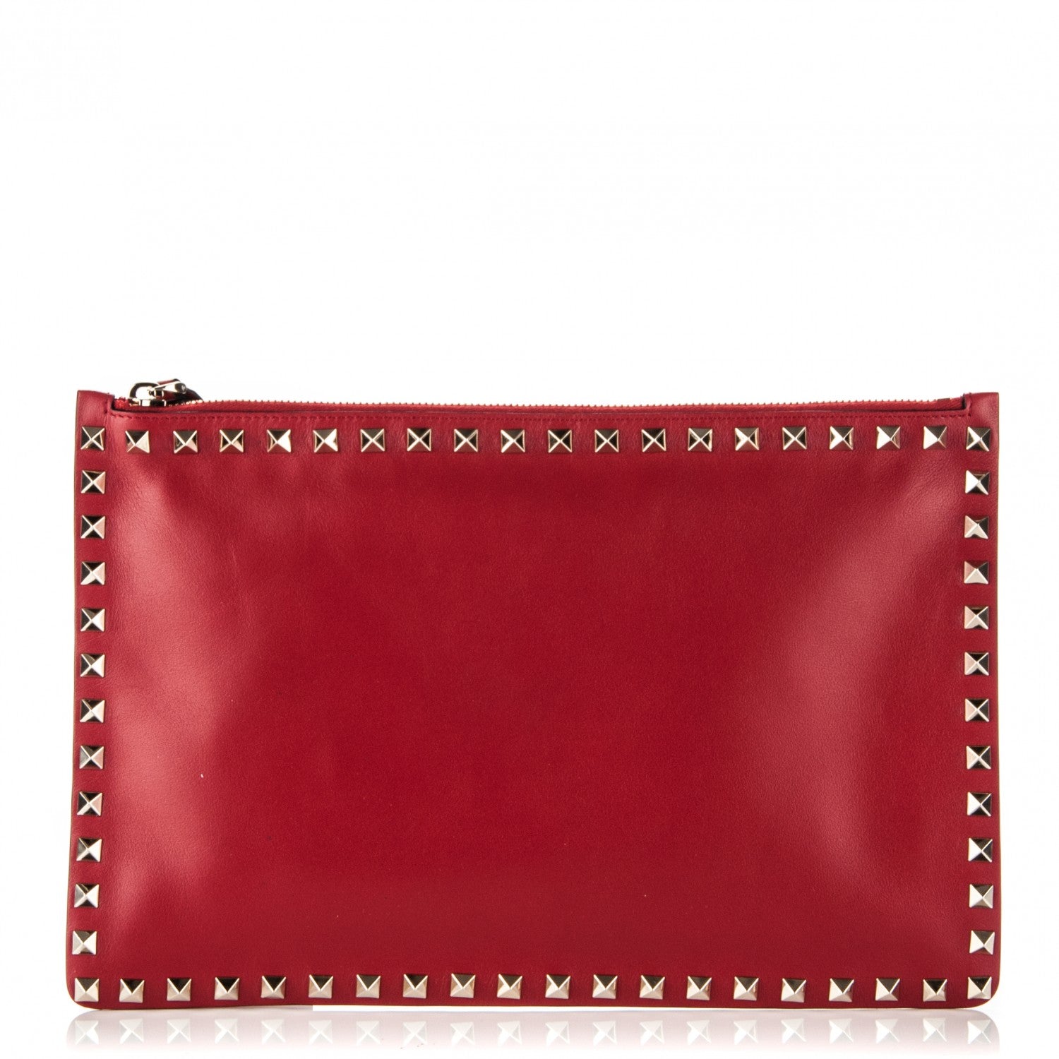 Valentino Garavani Vitello Large Rockstud Zip Pouch Red 1 of 6