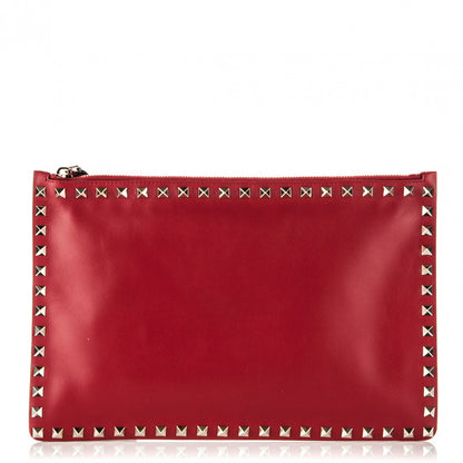 Valentino Garavani Vitello Large Rockstud Zip Pouch Red 1 of 6