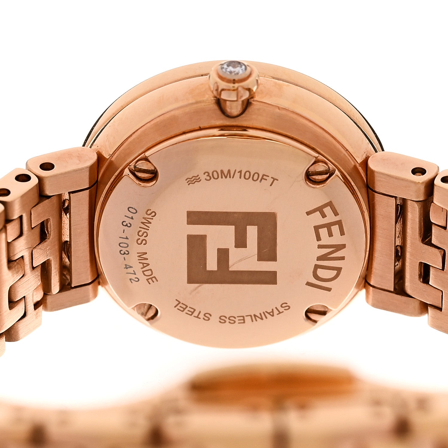 Fendi Stainless Steel Diamond Bezel Pink Mother of Pearl 19mm Fendi Forever Quartz Watch 4 of 5