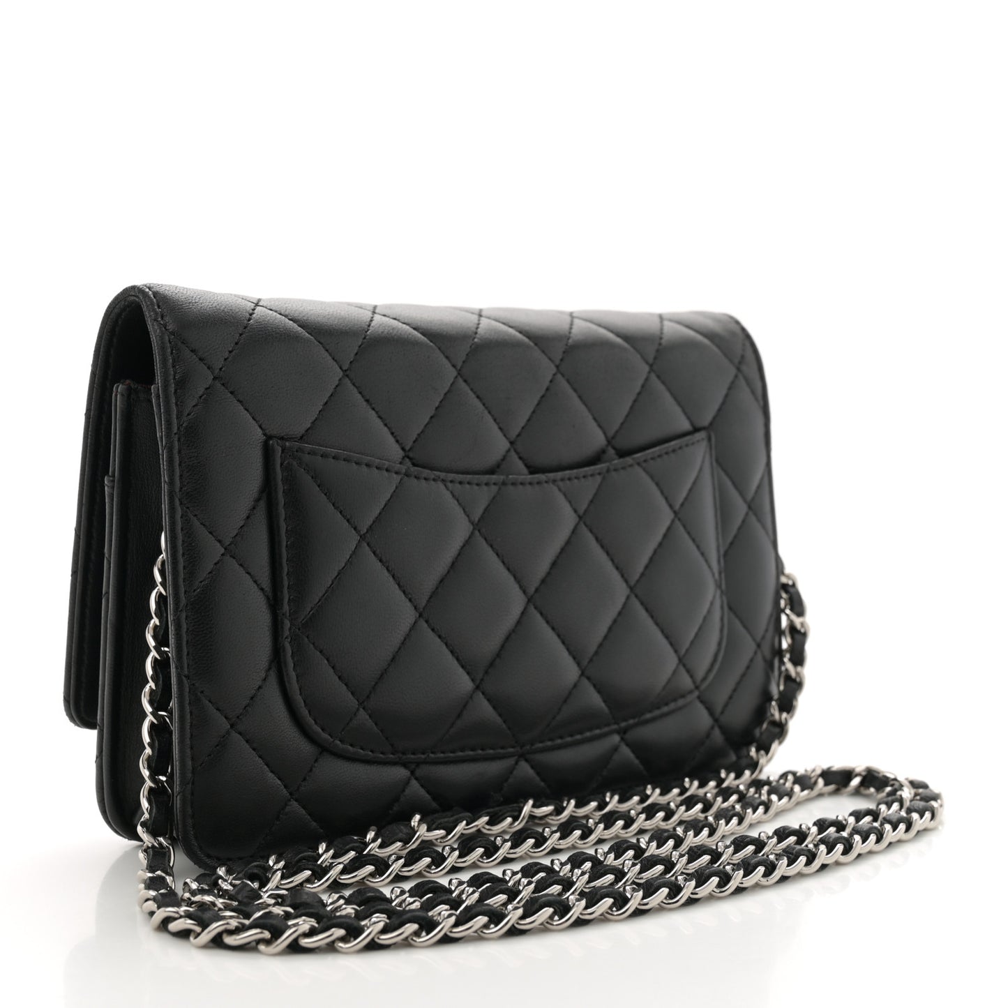 Lambskin Quilted Wallet On Chain WOC Black