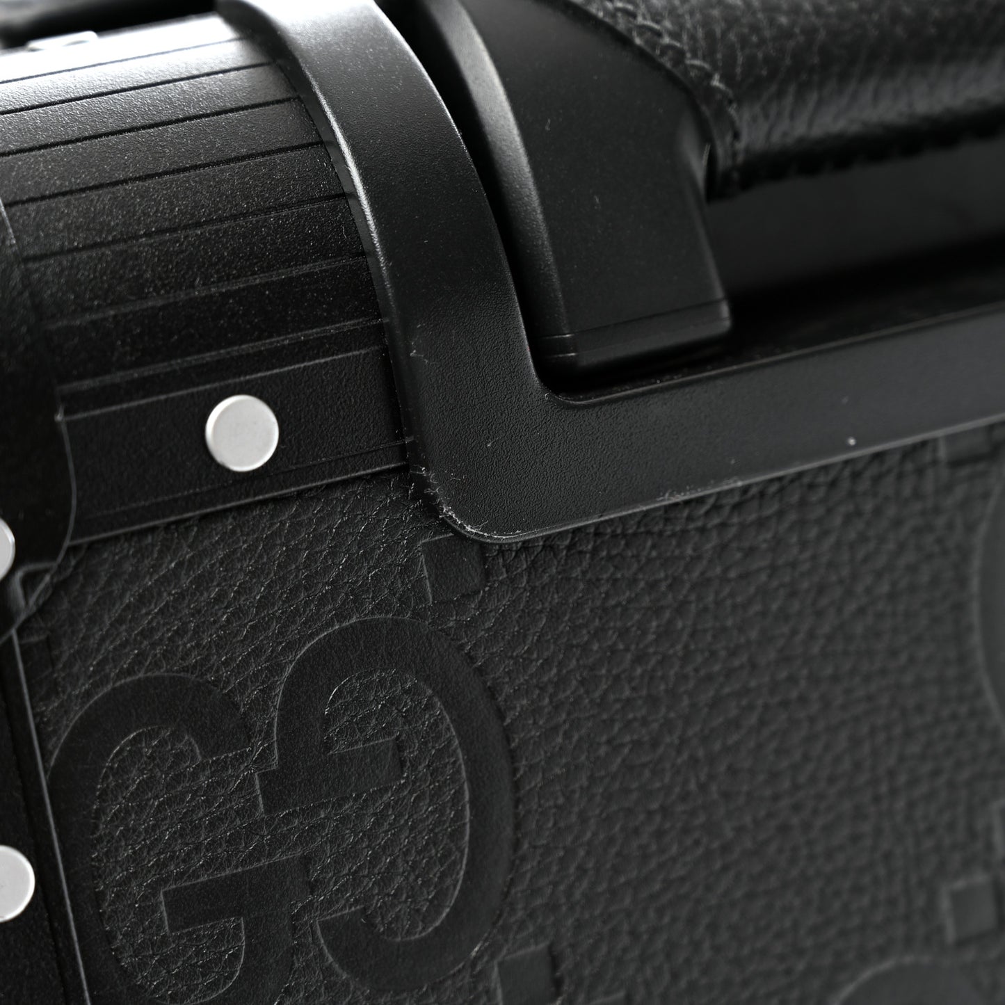 Aluminum GG Piuma Calfskin Jumbo GG Embossed Porter Cabin Plus Trolley Black