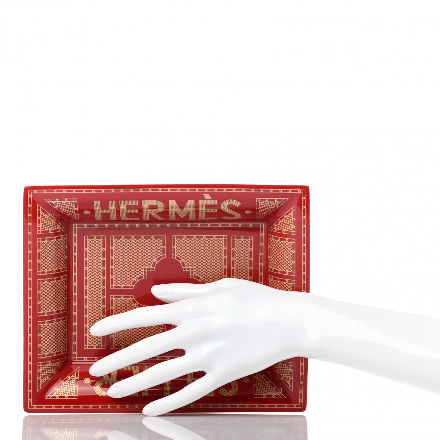 Hermes Porcelain Sellier Change Tray Rouge Or 2 of 5