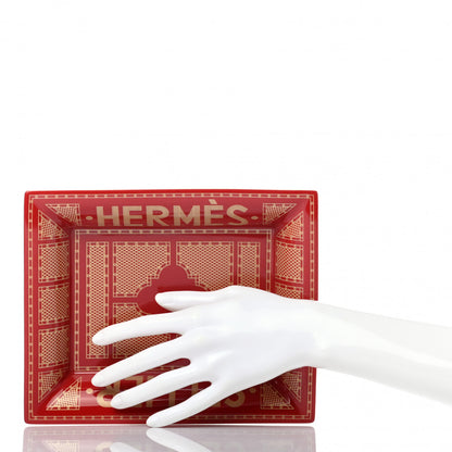 Hermes Porcelain Sellier Change Tray Rouge Or 2 of 5