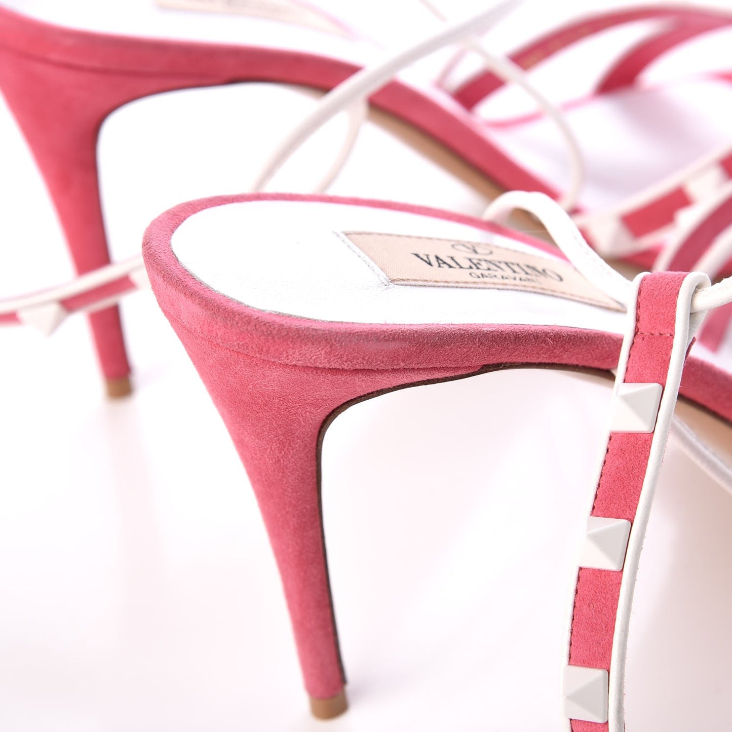 Suede Free Rockstud Crisscross Slingback 85mm Sandals 39 Shadow Pink Optic White