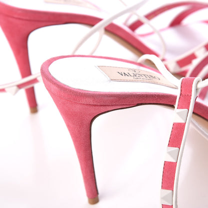 Valentino Garavani Suede Free Rockstud Crisscross Slingback 85mm Sandals 39 Shadow Pink Optic White 9 of 11