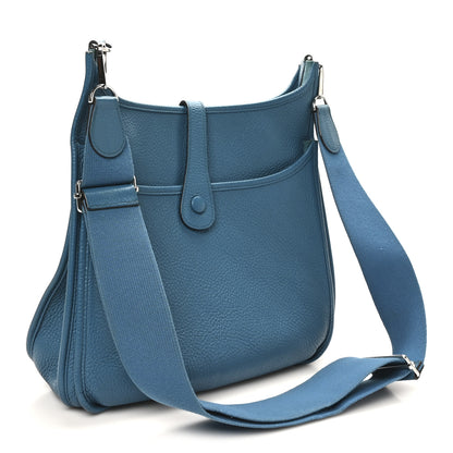 Hermes Taurillon Clemence Evelyne III GM Bleu Izmir 3 of 10