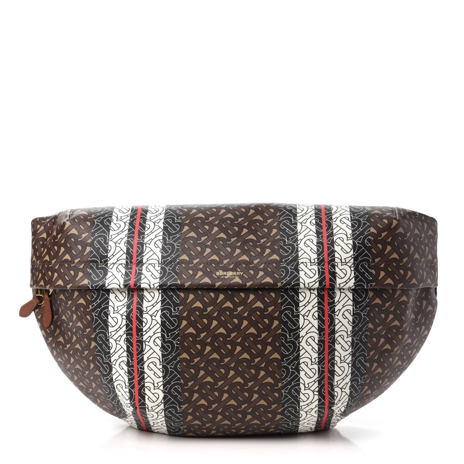 Burberry E-Canvas Monogram Stripe XL Sonny Bum Bag Bridle Brown 1 of 9