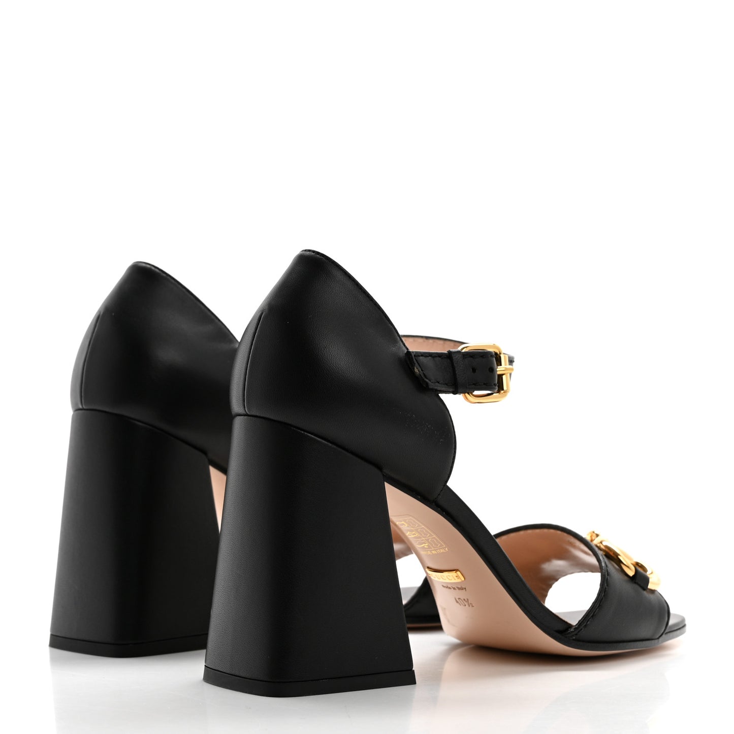 Nappa Horsebit Cross Strap 95mm Sandals 40.5 Black