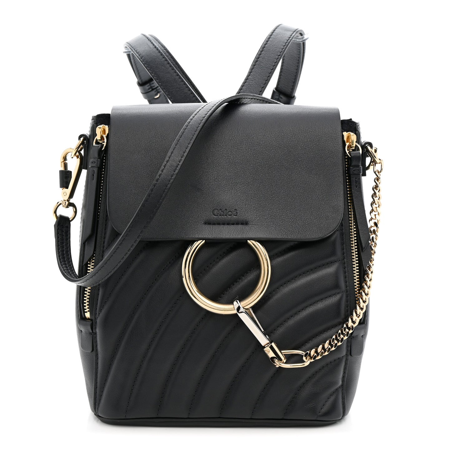 Calfskin Quilted Medium Faye Backpack Black